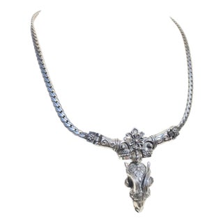 Sterling Silver Aires/ Ram Head Necklace. For Sale