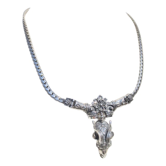 Sterling Silver Aires/ Ram Head Necklace. For Sale