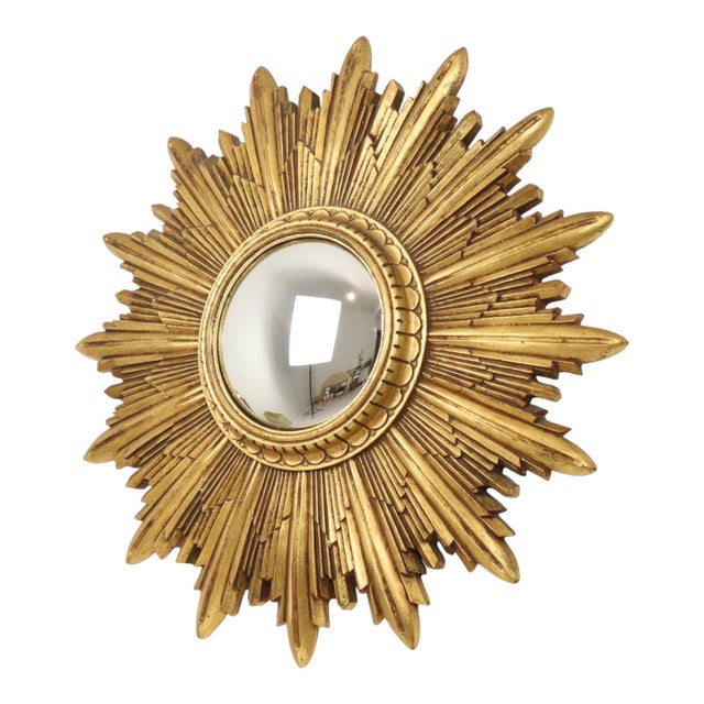 Vintage Sunburst Mirror in Gold Leaf Resin, 1960s For Sale - Image 17 of 18