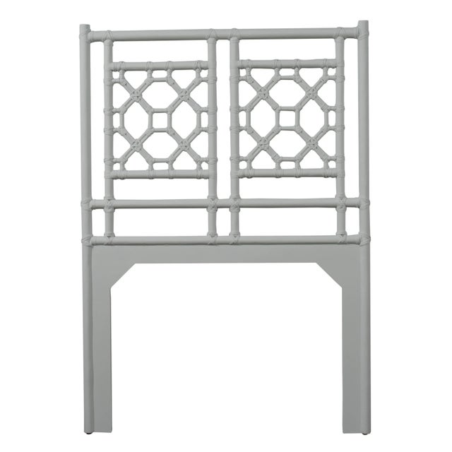 Chinoiserie Lattice Back Headboard Twin - Light Gray For Sale - Image 3 of 3