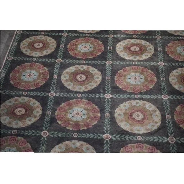 1970s Vintage 12' X 18' Panel Design English Arts & Craft Design Rug For Sale - Image 4 of 10