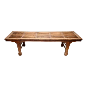 19th Century Antique Chinese Elmwood Bench Style Slatted Daybed