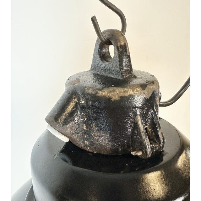 Industrial Black Enamel Factory Lamp with Cast Iron Top from Elektrosvit, 1960s For Sale - Image 10 of 17