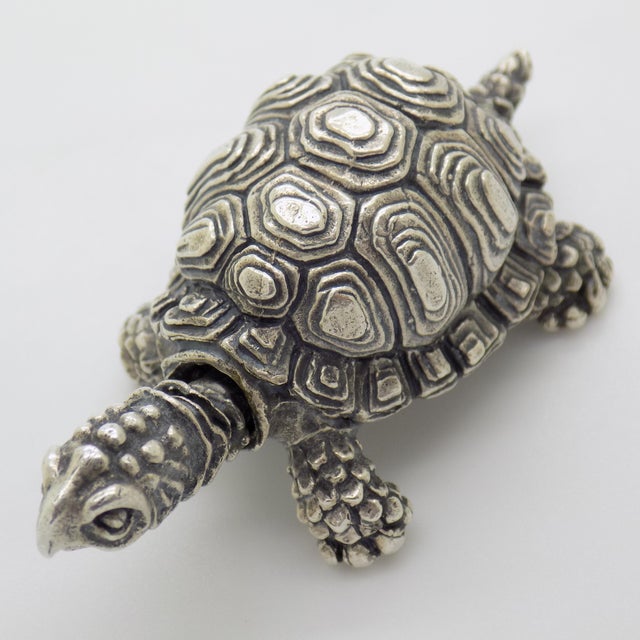 Vintage Italian Handmade Genuine Silver Detailed Large Turtle Solid ...