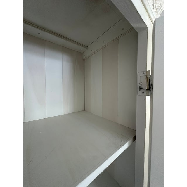 Shabby Chic French-Style White Wood and Metal Armoire , Wardrobe or Linen Press For Sale - Image 3 of 7