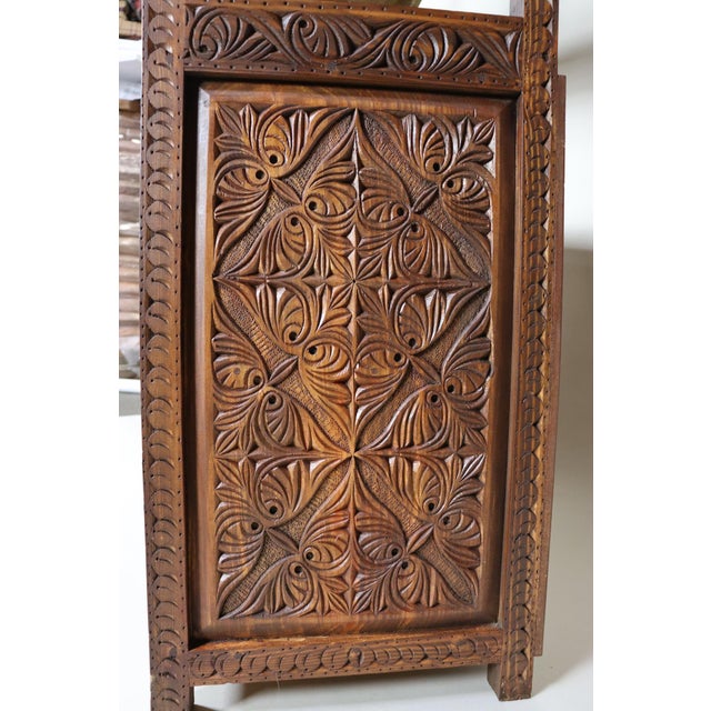 Hand Carved Oriental Wooden Cabinet Bookshelf Shelf, Nuristan, Afghanistan, 1980s For Sale - Image 12 of 15