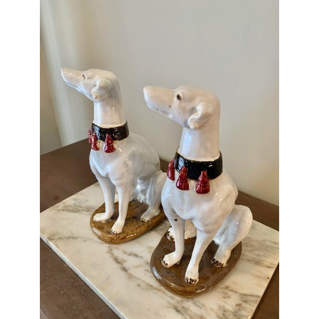 Mid 20th Century Italian Ceramic Whippet Sculptures - a Pair For Sale - Image 6 of 12