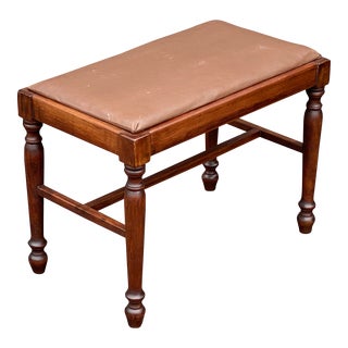 Mid-Century Turned Walnut Rustic Bench For Sale