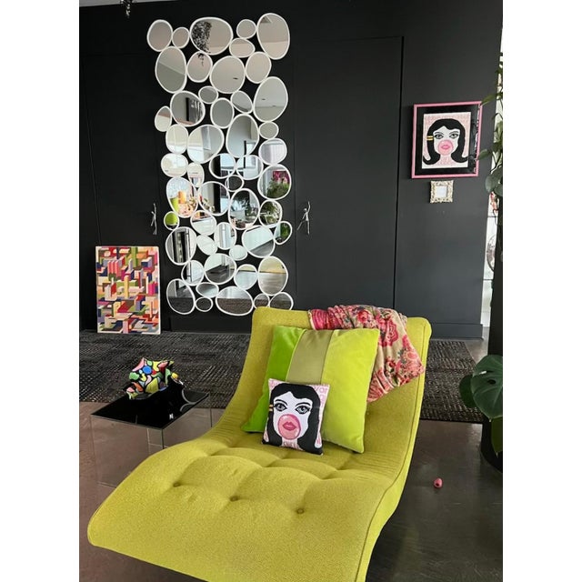 Contemporary Velvet "Bubble Girl in a Bubblegum World" Feather Down Pillow, Custom, Original For Sale - Image 3 of 6