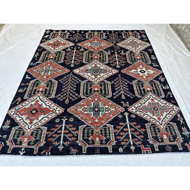 Tribal Tribal Qashqai Hand-Knotted Wool Area Carpet - 8'4" X 9'10" For Sale - Image 3 of 8