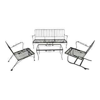 Vintage Wrought Iron Outdoor Patio Set (4 Piece) For Sale