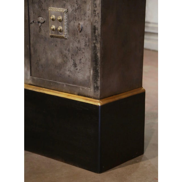Metal 19th Century French Iron Combination Safe on Painted Wood Stand For Sale - Image 7 of 12