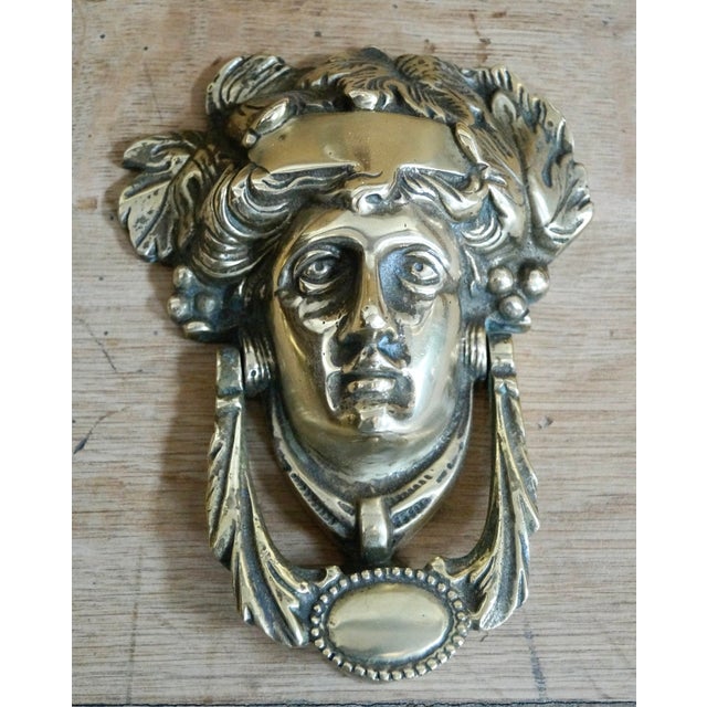 Metal Victorian Head of Dionysus Brass Door Knocker, 1900 For Sale - Image 7 of 7