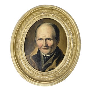 Early 19th C Portrait of John Newman, Oil on Board, Original Frame For Sale