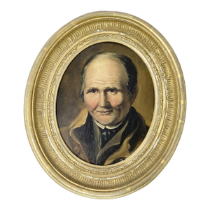 Early 19th C Portrait of John Newman, Oil on Board, Original Frame