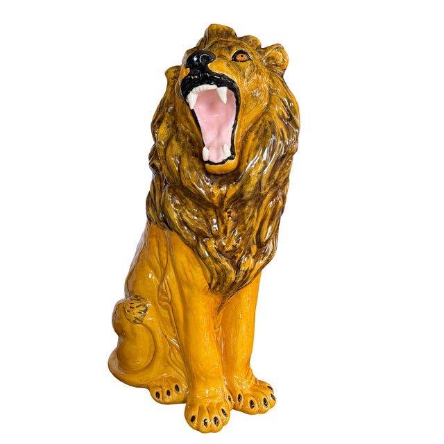 Powerful, expressive, and undeniably theatrical, this monumental glazed ceramic lion commands attention from every angle....