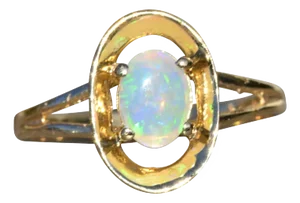 The Calera: Ladies Yellow Gold Australian Opal Ring