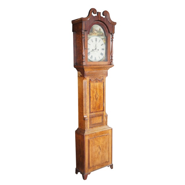 Victorian Antique English Georgian Quartersawn Oak Baldwin Loughborough Longcase Clock 85" For Sale - Image 3 of 18