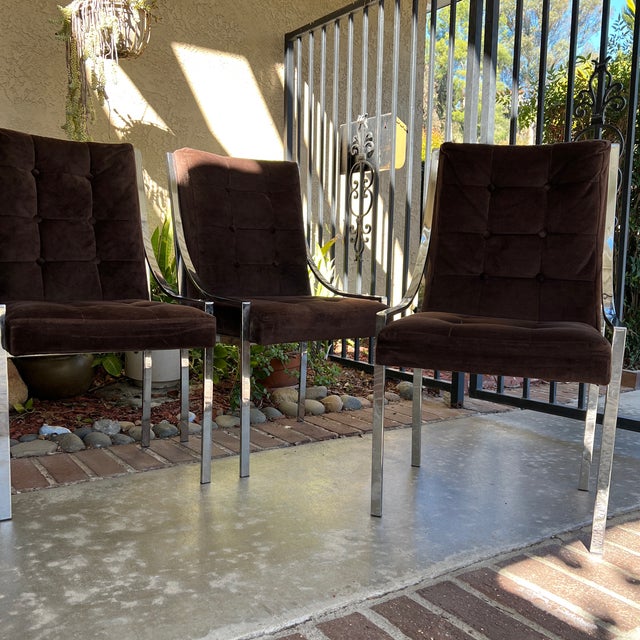 Early 20th Century Set of 5 Vintage Chrome Frame Dining Chairs in the Style of Milo Baughman For Sale - Image 5 of 12