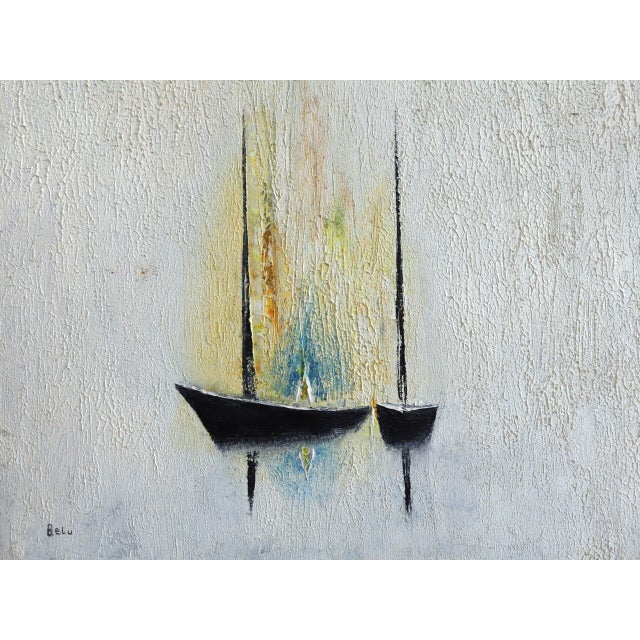 Mid-Century Modern 'Where Light Rests' Sewdish Minimalist Abstract Seascape Oil Painting, Framed For Sale - Image 11 of 12