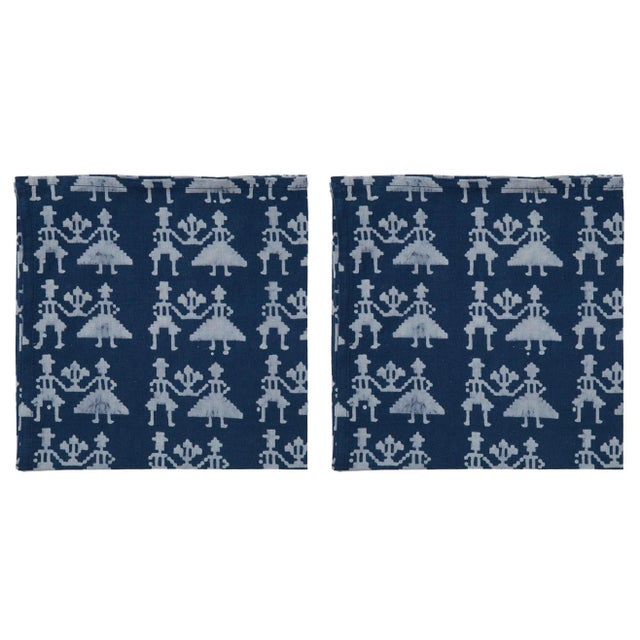 Countryside Two -some Napkins, Indigo - A Pair For Sale - Image 4 of 4