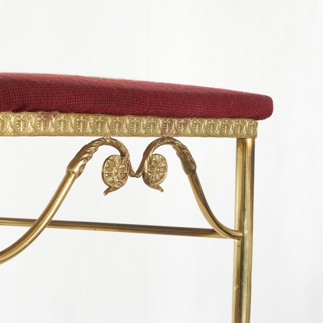 1950s High Back Chiavari Chair in Brass and Embroidery, 1960s For Sale - Image 5 of 11