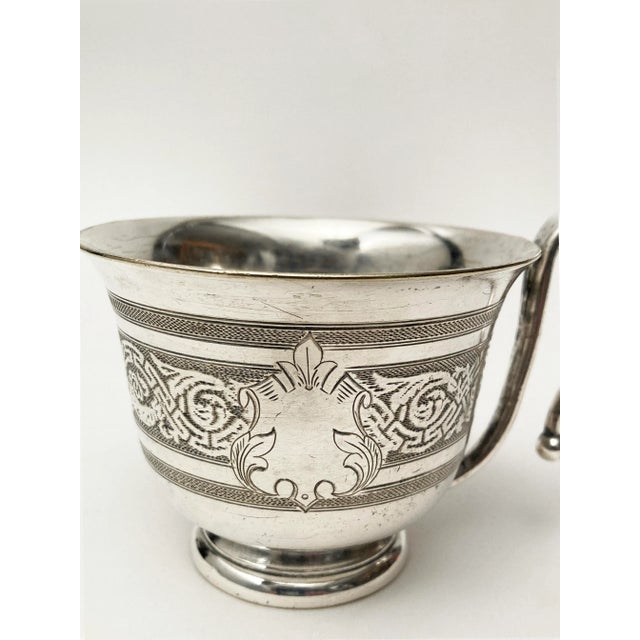 Late 19th Century Victorian Era Silver Plate Fancy Tea-Cup For Sale - Image 4 of 12