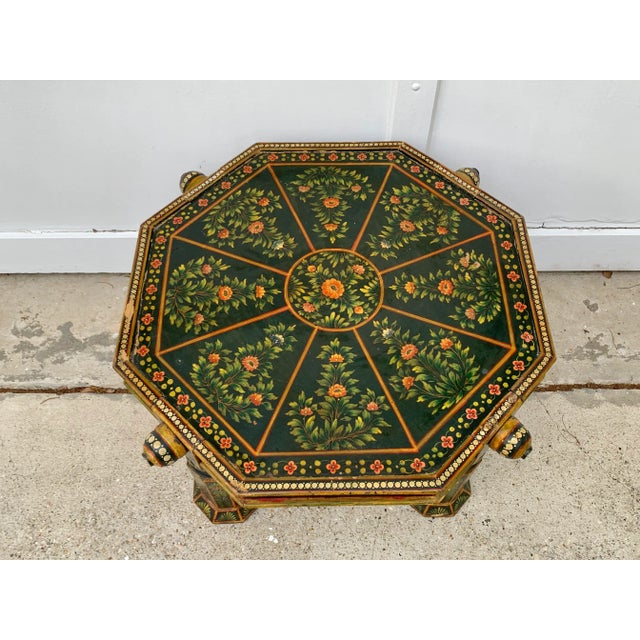 Fabulous vintage coffee table. Hand painted bohemian design. Solid wood. Octagon shape. Colorful and intricate design....