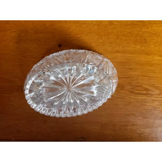 Vintage Bohemian Czech Crystal Oval Bowl With Ruffled Edges For Sale - Image 4 of 6