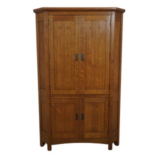 Stickley Mission Oak Corner Cupboard Cabinet For Sale