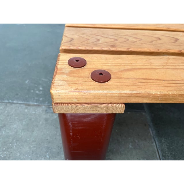 Brown Vintage Pinewood and Plastic Outdoor Couch Table, 1970s For Sale - Image 8 of 18