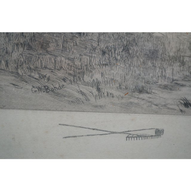 Antique George William Bohde Suburban Shanty Cottage Pond Landscape Etching 14" For Sale - Image 6 of 9