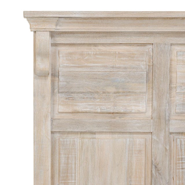 2020s Washed White Wood Panel King Bed Frame For Sale - Image 5 of 8