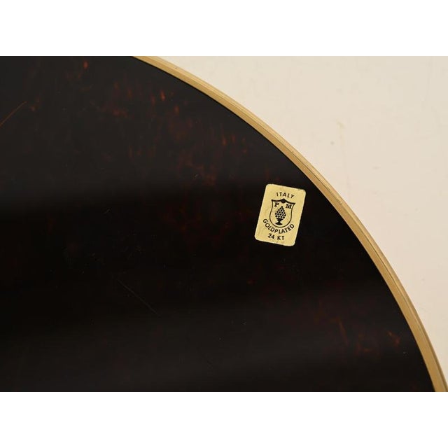 Metal Round Tray in 24k Gold-Plated Brass and Tortoiseshell Acrylic Glass from Dior, Italy, 1970s For Sale - Image 7 of 13