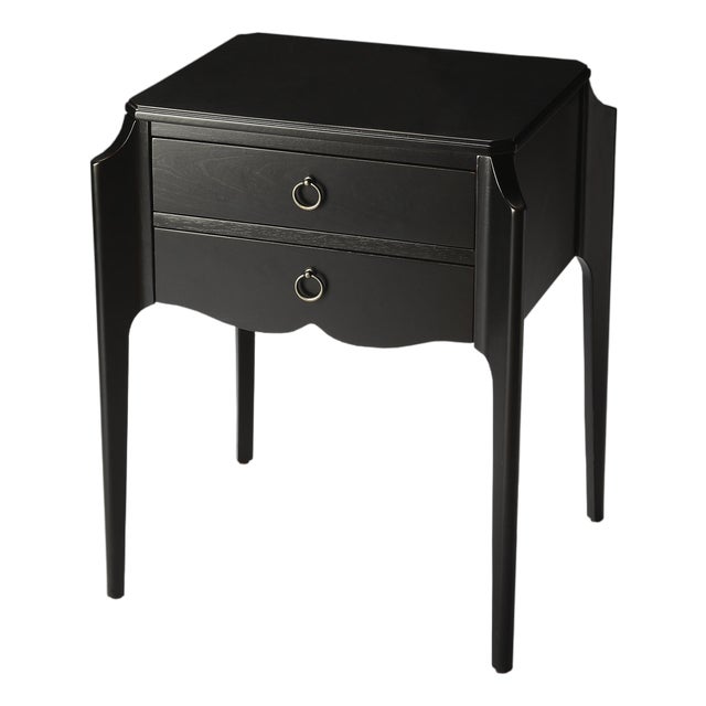 Wilshire 22 in. W Rectangular Wood 2 Drawer End Table, Black Licorice For Sale