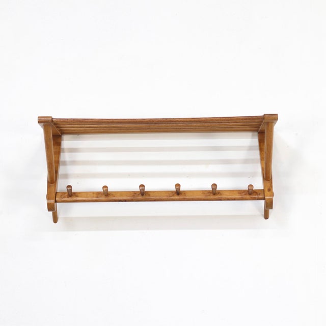 1960s Vintage Coat Rack in Oak, 1960s For Sale - Image 5 of 9