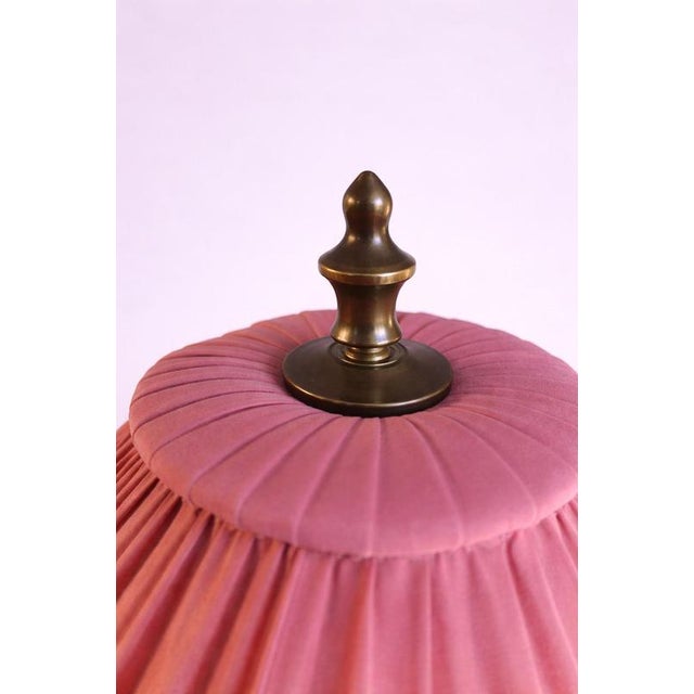 Metal Art Deco Table Lamp with Silk Shade by Josef Ekberg for Gustavsberg, 1928 For Sale - Image 7 of 8