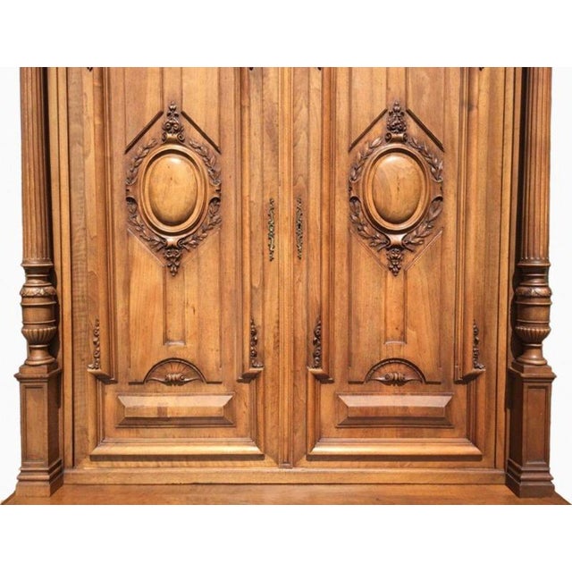Renaissance Style Walnut 2-Body Buffet For Sale - Image 3 of 6