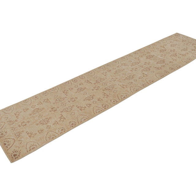 Hand-knotted in wool & silk, a 3x14 piece from our new line of rugs in this collection inspired by antique Oushak rugs. On...