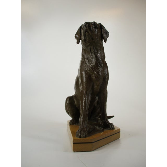 Bronze Dan Ostermiller, Bronze Dog, Lab, Labrador Sitting Statue, Wooden Bace Artist Signed: 1995, 2/20 For Sale - Image 8 of 18