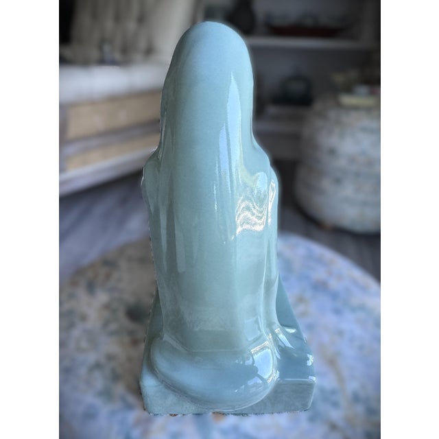 Late 20th Century Late 20th Century Haeger Pottery Sage Seafoam Green Mother & Child Statue For Sale - Image 5 of 12