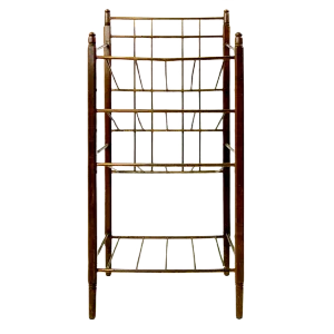 Art Deco Wood and Brass Magazine Stand from Ernst Rockhausen & Söhne