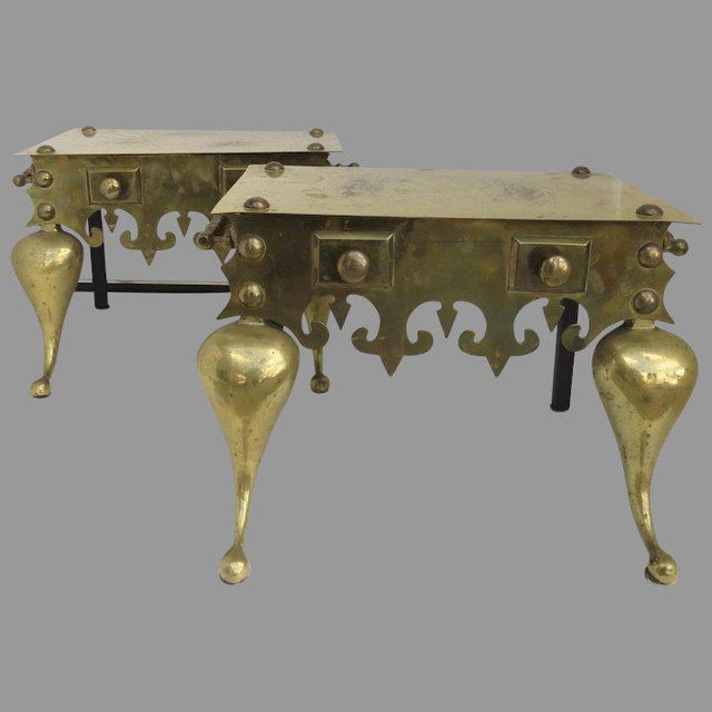 Vintage Brass Footman Trivet Low Tables a Pair Chairish