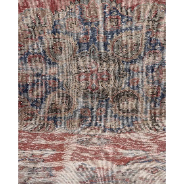 1970s Vintage Turkish Oushak Handmade Wool Cotton Red Area Rug For Sale In San Francisco - Image 6 of 11