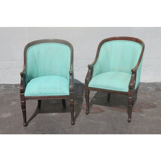 Lovely Pair of 1940's Traditional Club/ Side/ Occasional Chairs. Beautiful blue tone.