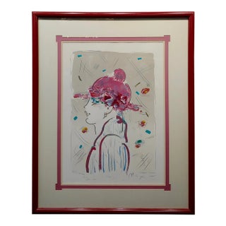 Peter Max -Portrait of a Girl From Ibiza- Pop Art MIX Media Painting For Sale