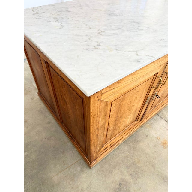 Early 20th Century Double-Sided Pharmacy Counter in Marble and Chestnut Wood, 1900 For Sale - Image 5 of 18