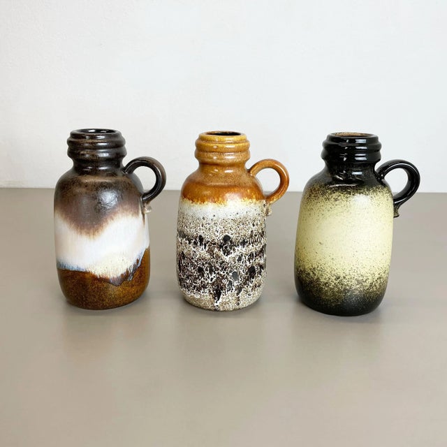 Pottery Fat Lava 413-20 Vases from Scheurich, 1970s, Germany, Set of 3 For Sale - Image 4 of 18