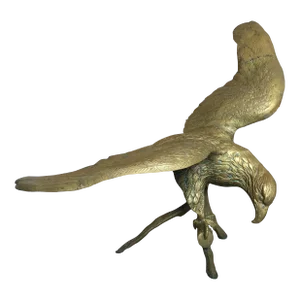 Vintage Solid Brass Faux Bois Eagle Sculpture