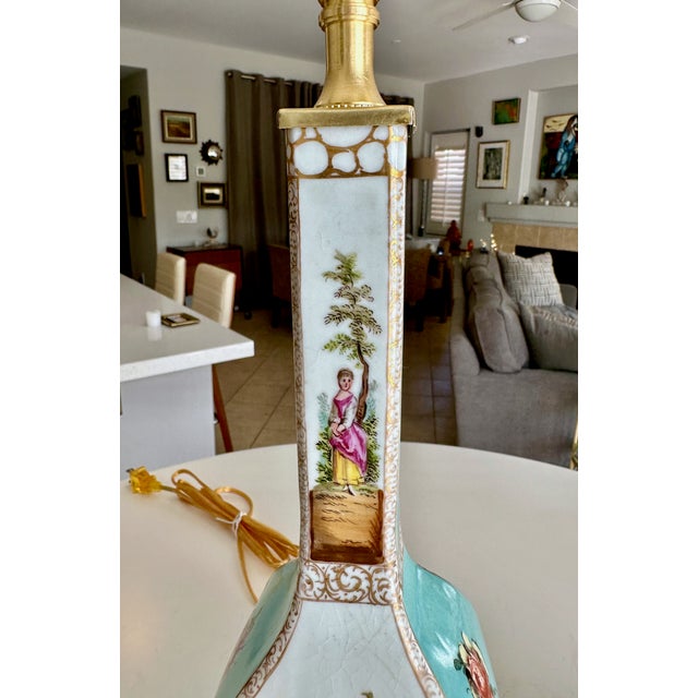 Pair 19th Century Helena Wolfsohn Dresden Porcelain Lamps For Sale - Image 13 of 16